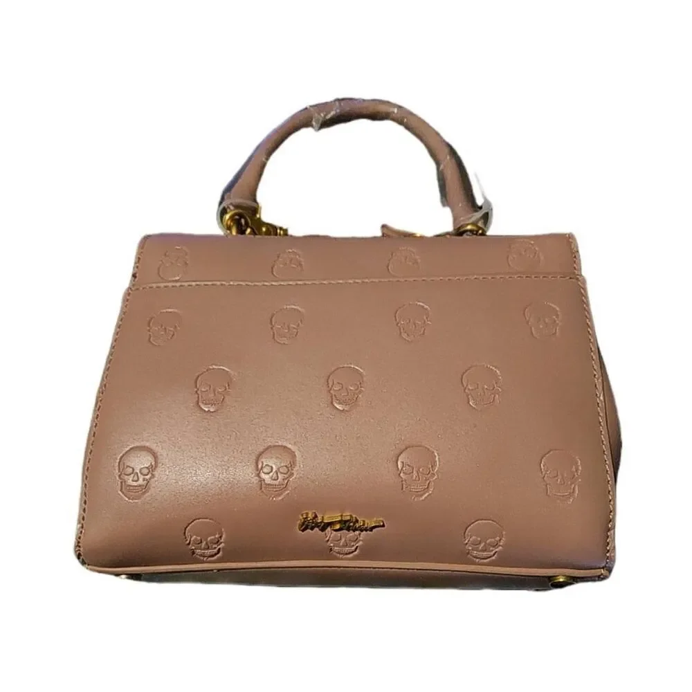 NWT~BETSEY JOHNSON Skullicious Top Handle Satchel Bag in Blush/Taupe